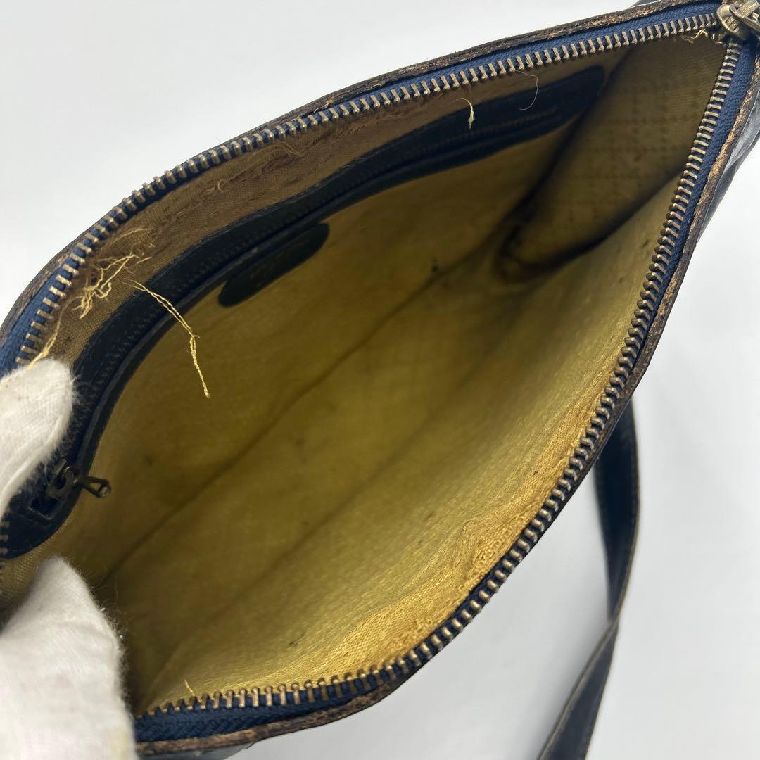 GUCCI GGスプリーム ショルダーバッグ PVC ネイビー オールドグッチ