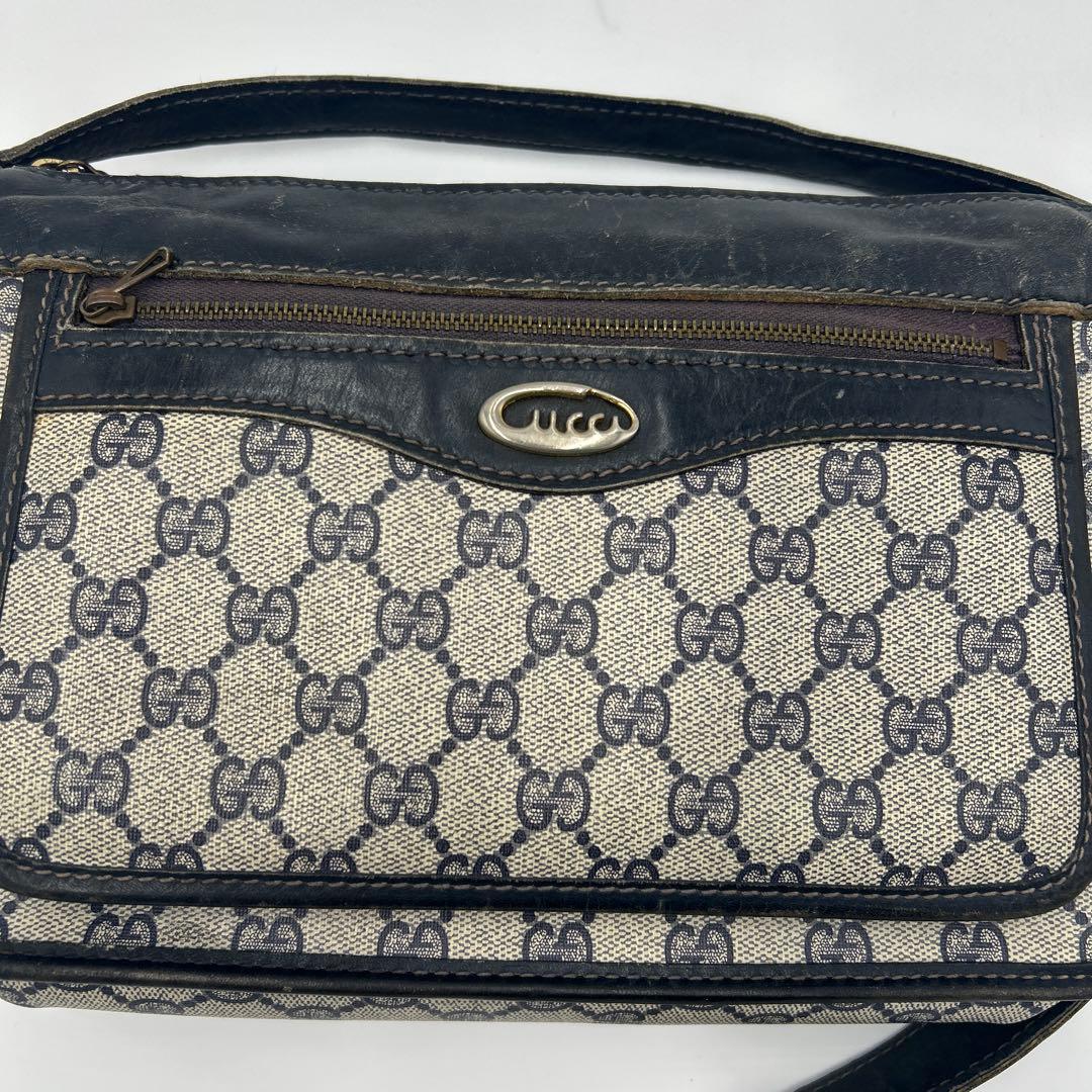 GUCCI GGスプリーム ショルダーバッグ PVC ネイビー オールドグッチ