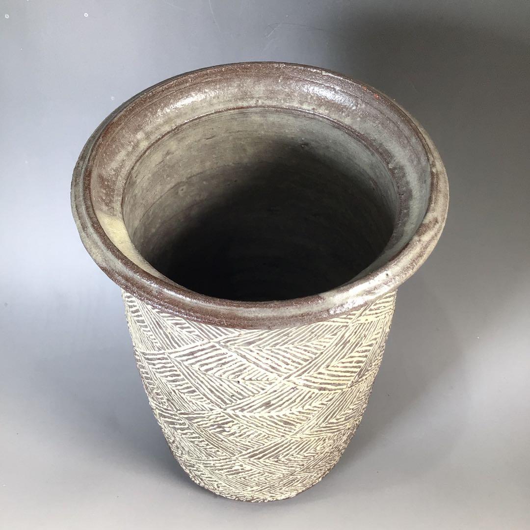 Ｎ６６４　水指　『朝倉窯　山内達雄造』『三島手水指』　共箱　茶道具