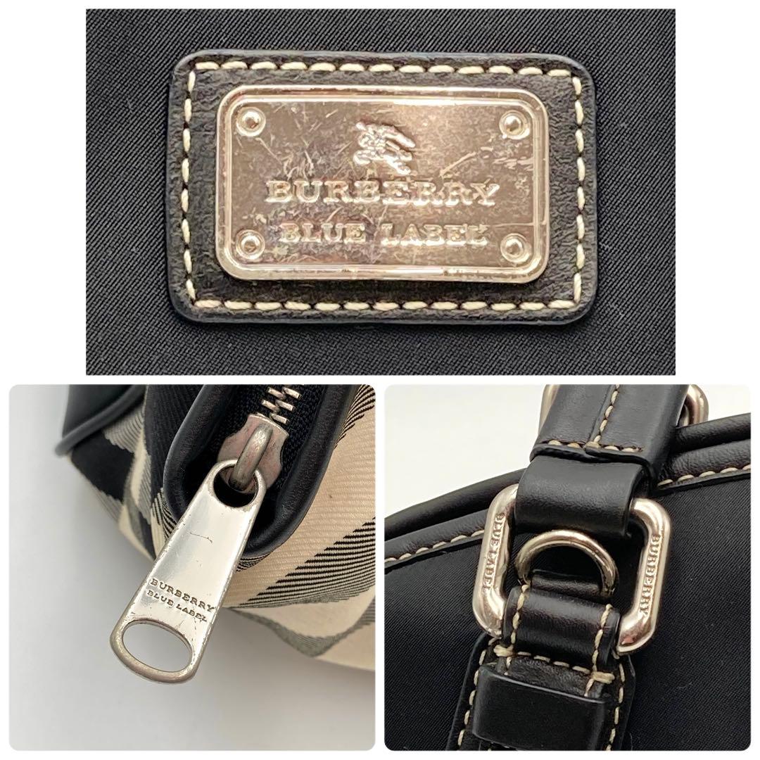 コーラの泡✨ バーバリーブルーレーベル ハンドバッグ 黒×ノバチェック