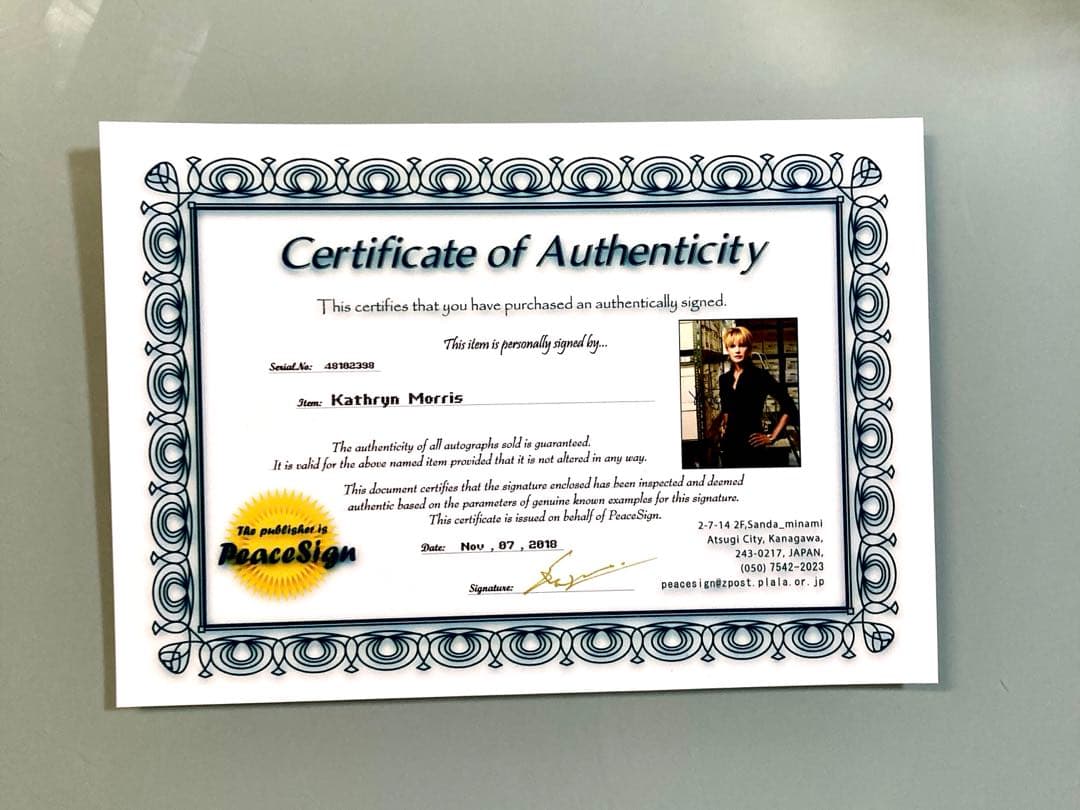 キャスリンモリス直筆サイン入り超大型写真…