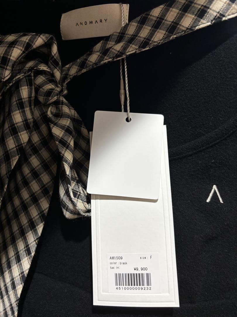 トップス Ami ribbon check tops black andmary