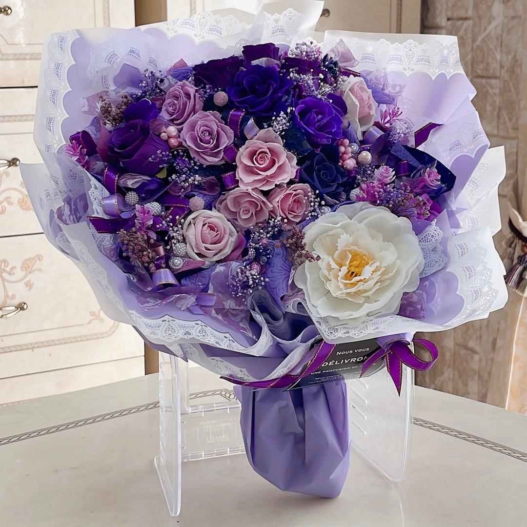 ✨可愛い✨ボリュームのある花束✨ピンク系ミックスバラプリザ＆アーティフィシャル✨