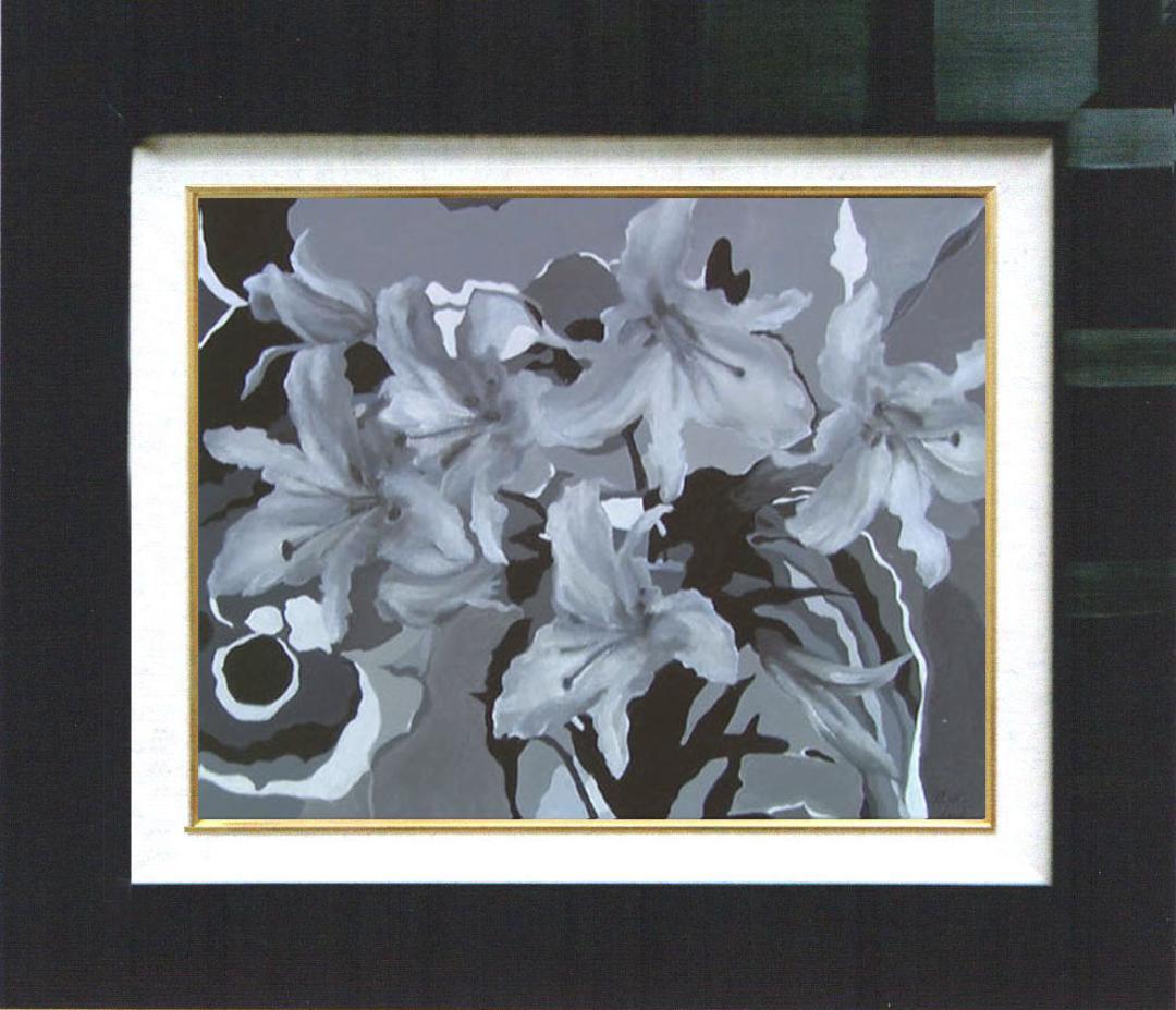 油絵 菅家令子 絵 絵画 インテリア 額付(白) uF6-070101 花