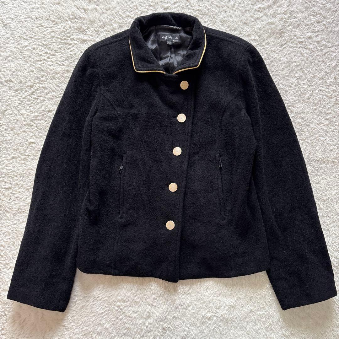 アニエスベー　カシミヤ混ナポレオンジャケット　2020AW コート　ブラック