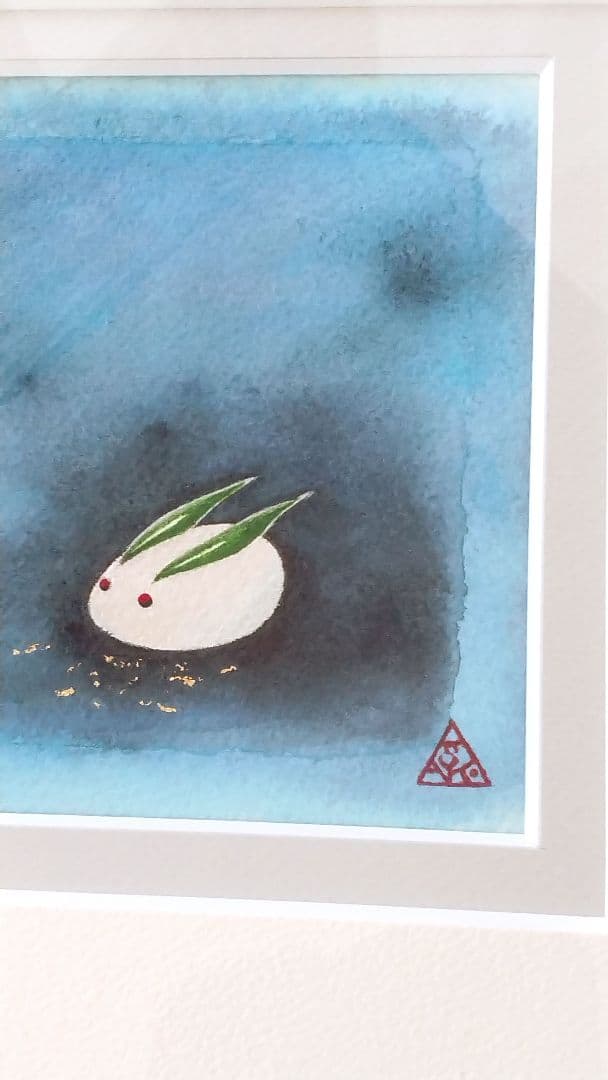 日本画「雪うさぎ」 川崎麻児