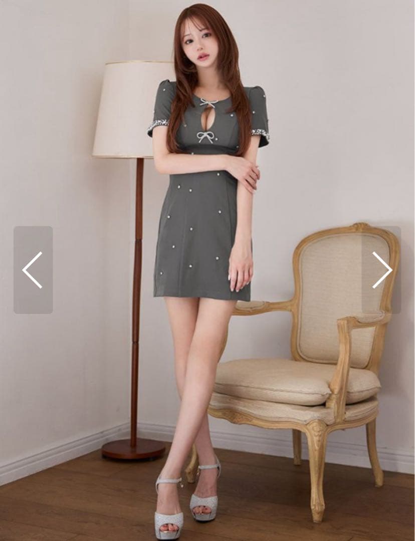 リボンビジュータイトミニドレス　S