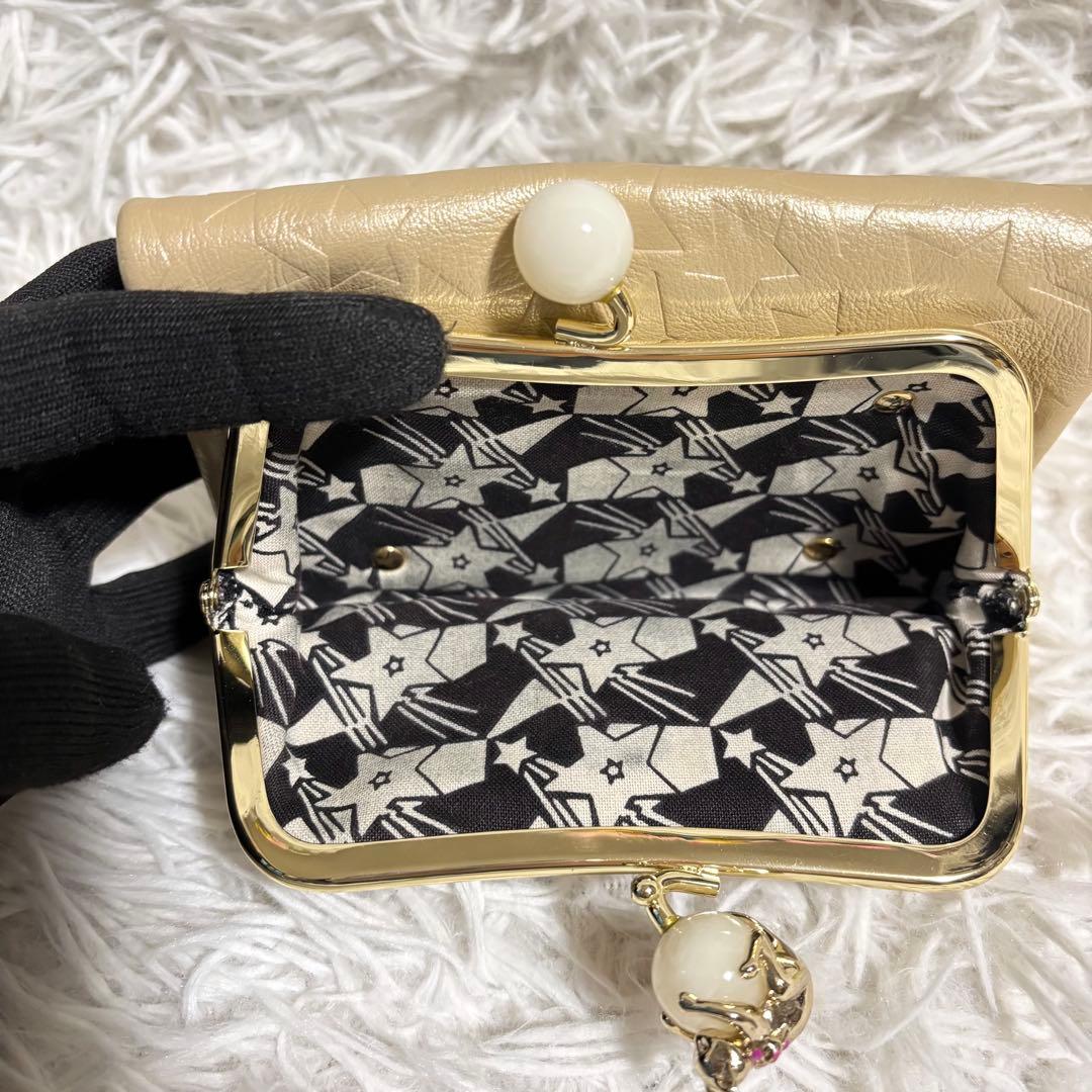 ✨極美品✨アナスイ 長財布 プレイングキャット がま口 星 型押し アイボリー