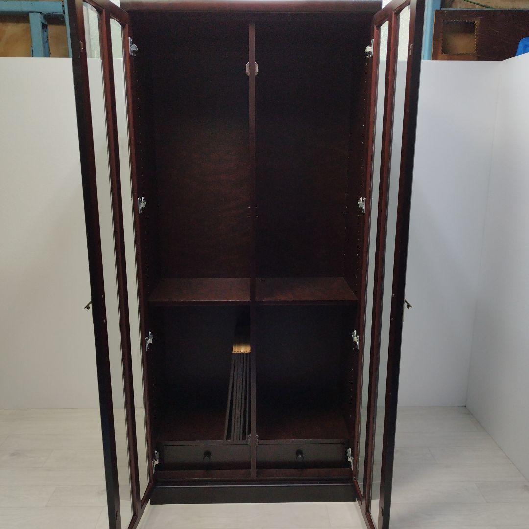 ダークブラウン本棚 ガラス扉付き 5段 書棚 飾棚