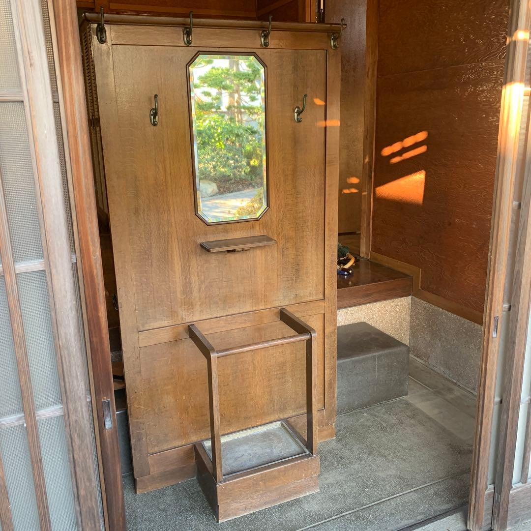 レトロ　傘立て　コート掛け　木製