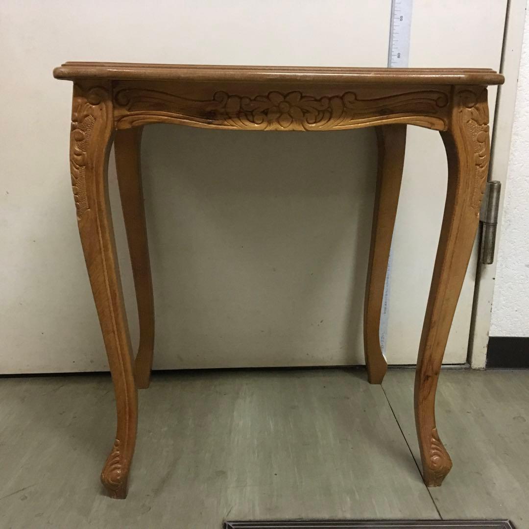 こうママ　木製サイドテーブル 装飾彫刻入り　大中小3個セット