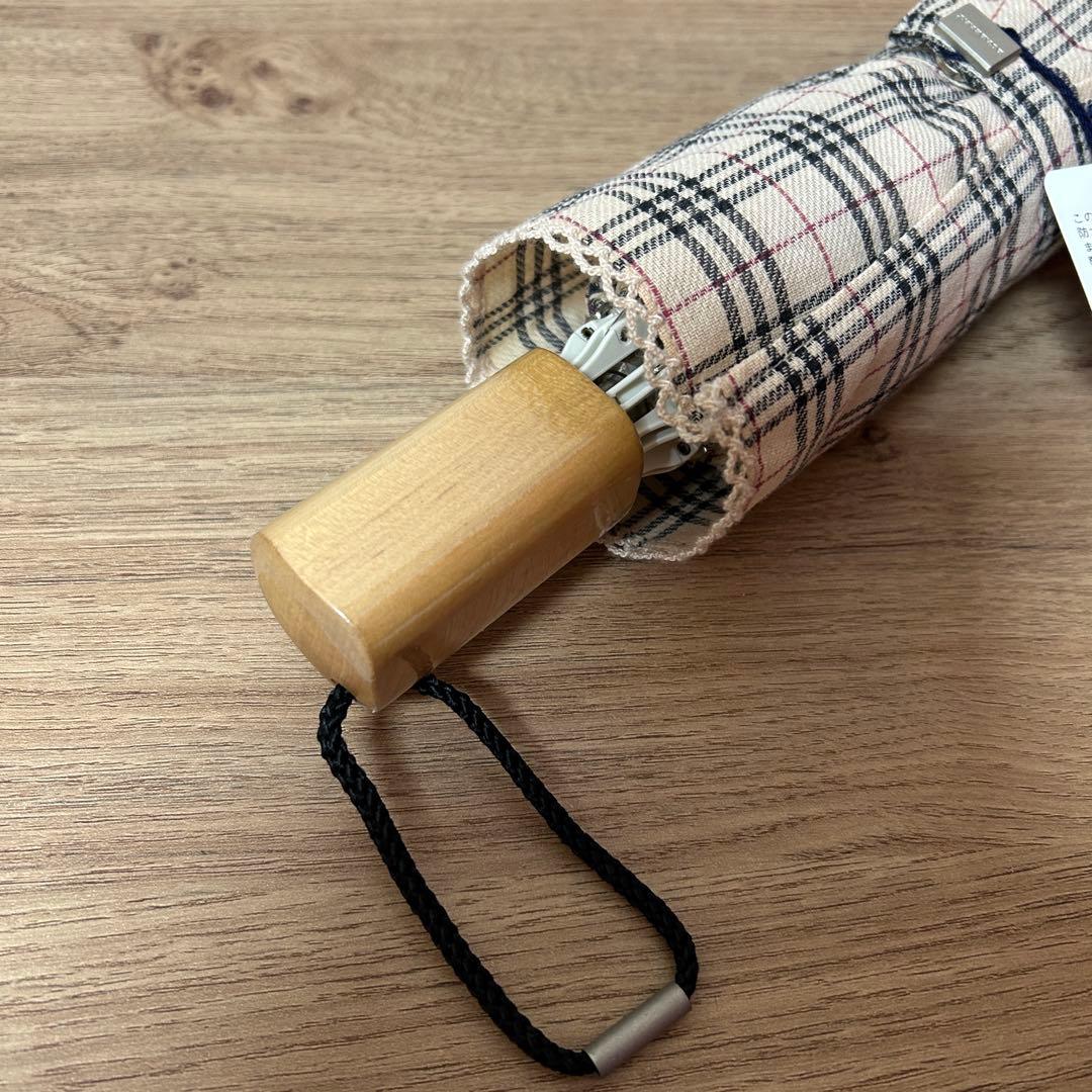 【未使用タグ付】BURBERRY ノバチェック　折りたたみ傘　レースの縁取り