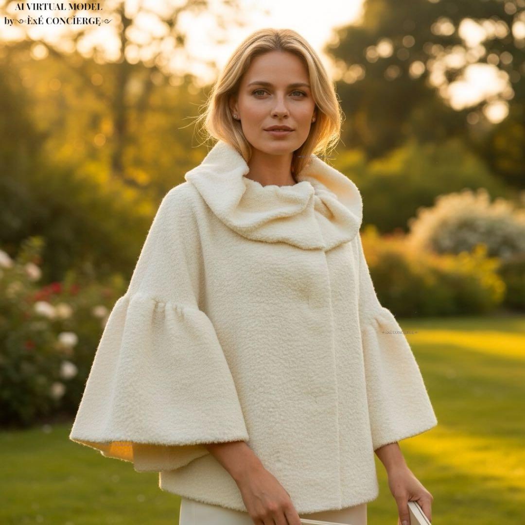 値下げ依頼品 4298 シズカコムロ シャギー ケープボレロショートコート