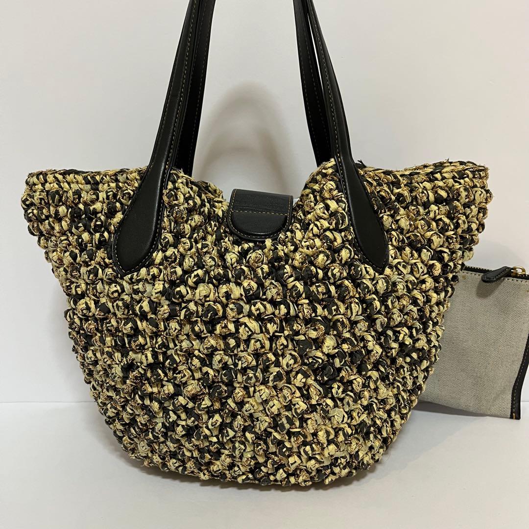 美品【23SS】完売品 COACH コーチ かごバッグ ストロースモールトート