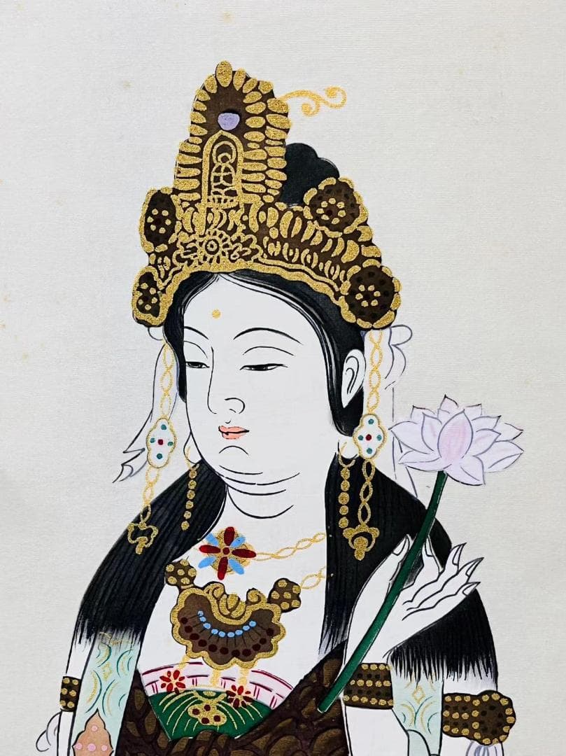 掛軸『西国三十三ヶ所観音霊場御朱印』仏画 絹本 無地箱付 掛け軸 k511710