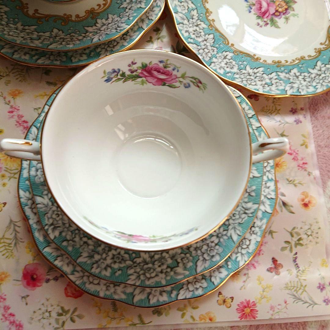 ロイヤルアルバート　エンチャントメント　ダブルハンドルスープカップ2客とプレート
