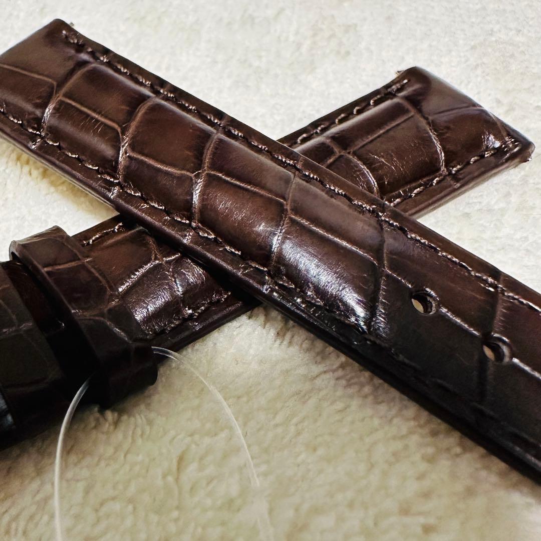 1009#18mm-16mmダークブラウン★本物クロコダイルベルト★スイス製