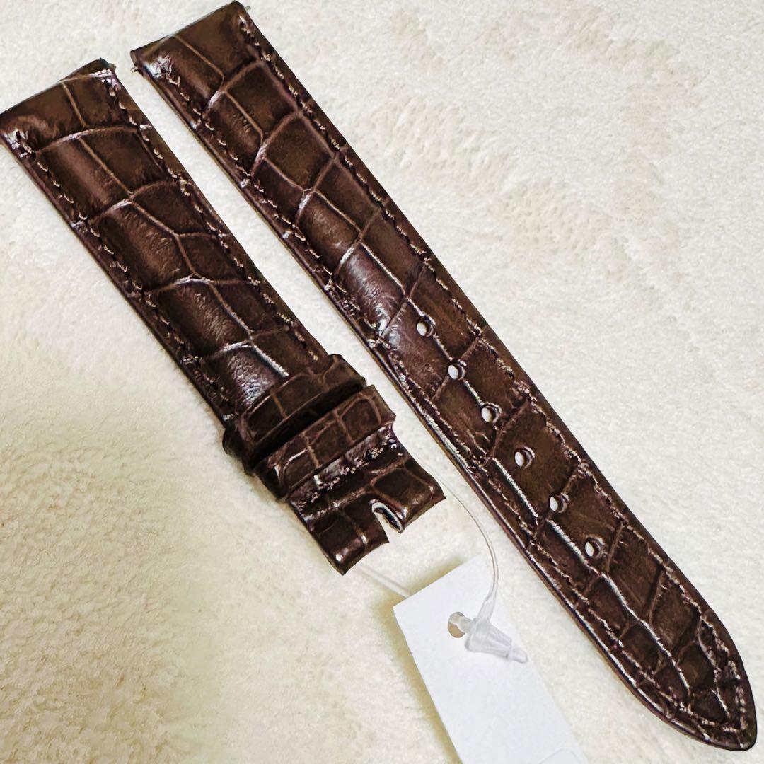 1009#18mm-16mmダークブラウン★本物クロコダイルベルト★スイス製