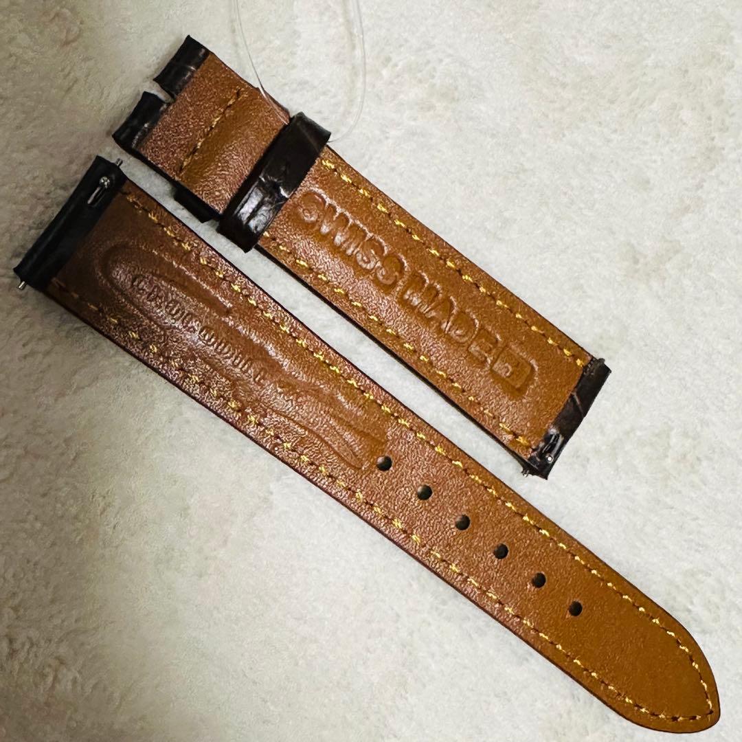 1009#18mm-16mmダークブラウン★本物クロコダイルベルト★スイス製