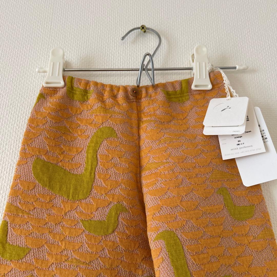 ミナペルホネン　ベビー　ズボン　アヒル　白鳥　鳥柄　キッズ　80