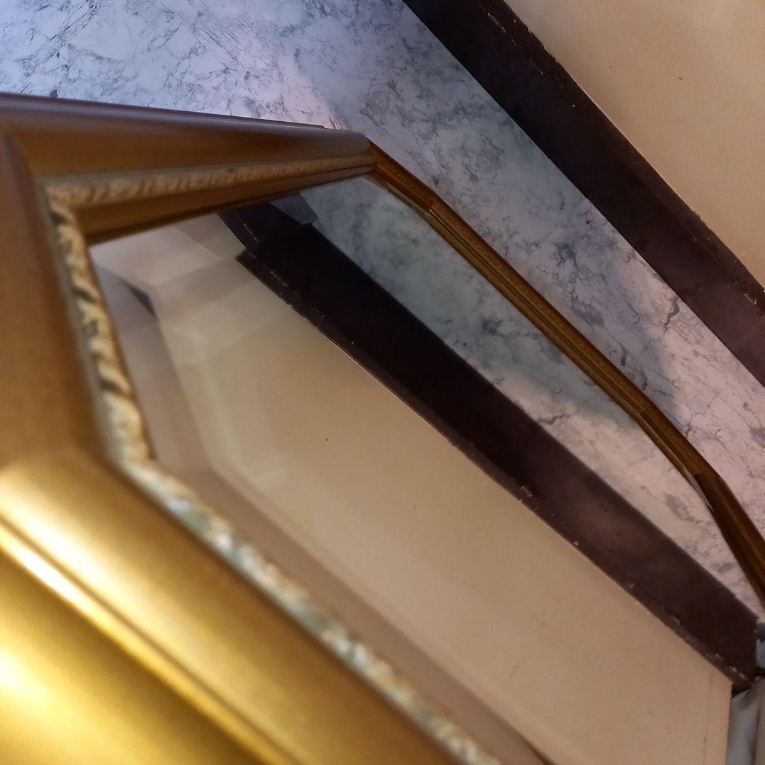 ドマン　アンティーク　ゴールド　八角　ミラー　鏡　壁掛け　縦横　兼用