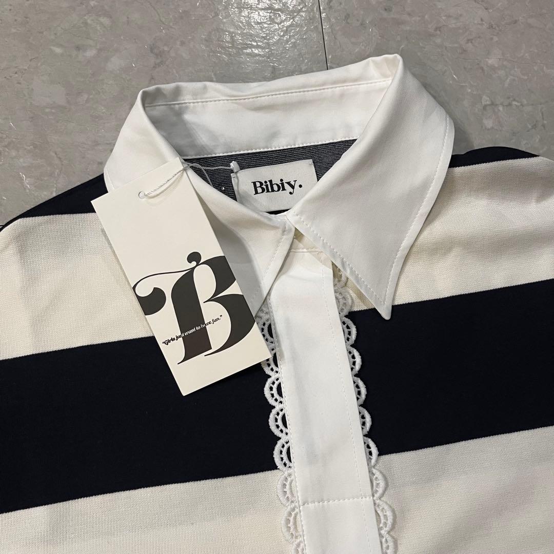 【新品未使用】Bibiy. ボーダー柄長袖トップス ラガーシャツ