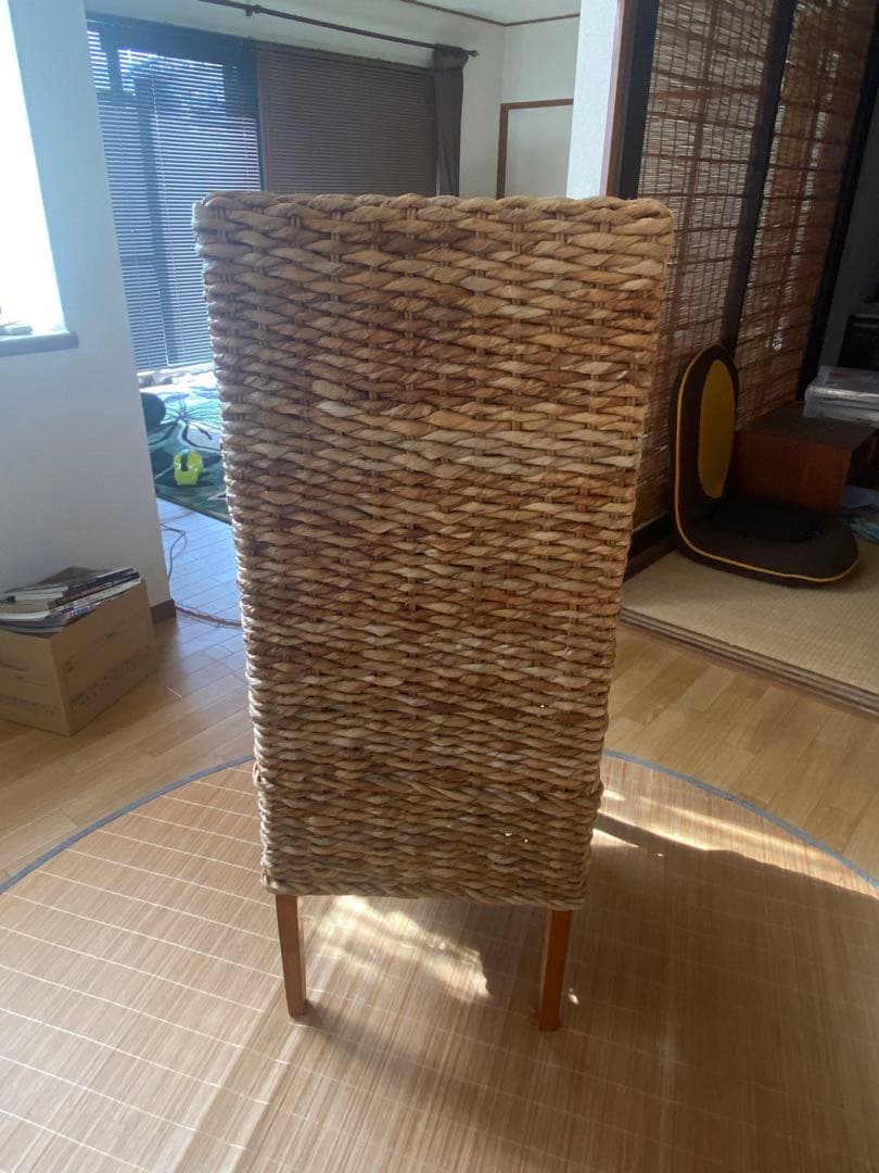 ストロー編みダイニングチェア4脚セット [引取り限定]