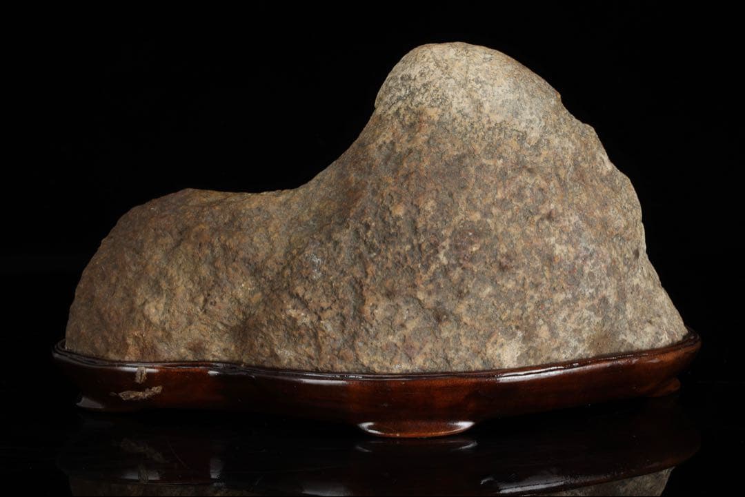 山景石 遠山景 観賞石 台座付 3.1kg 水石 自然石 景石 盆景 盆石 飾石