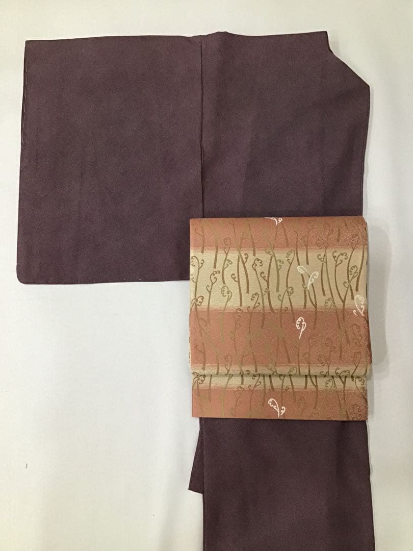 【1592】江戸小紋　極鮫　深紫　袷　しつけ糸付き　ゆったりサイズ