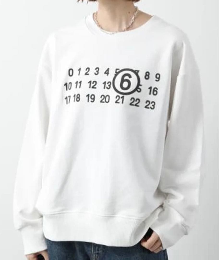 MM6 カレンダー風プリント ホワイトスウェット 16