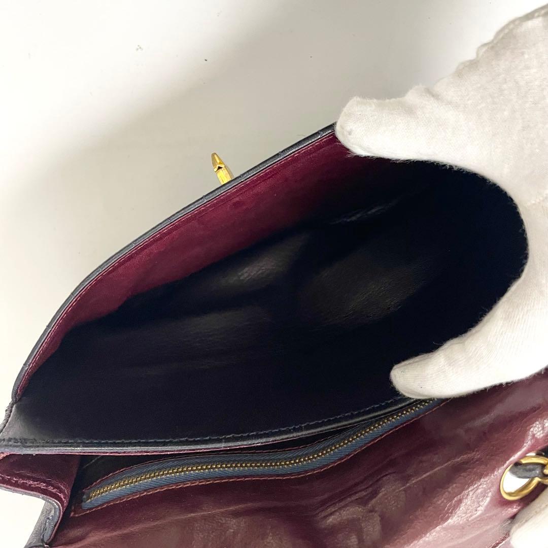 ららシャネル　マドモワゼル　ラムスキン　ターンロック　チェーンショルダー