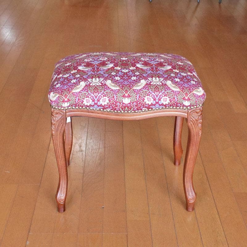 クラシックファブリック スツール いちご泥棒 赤 猫脚 足置き 602-1111