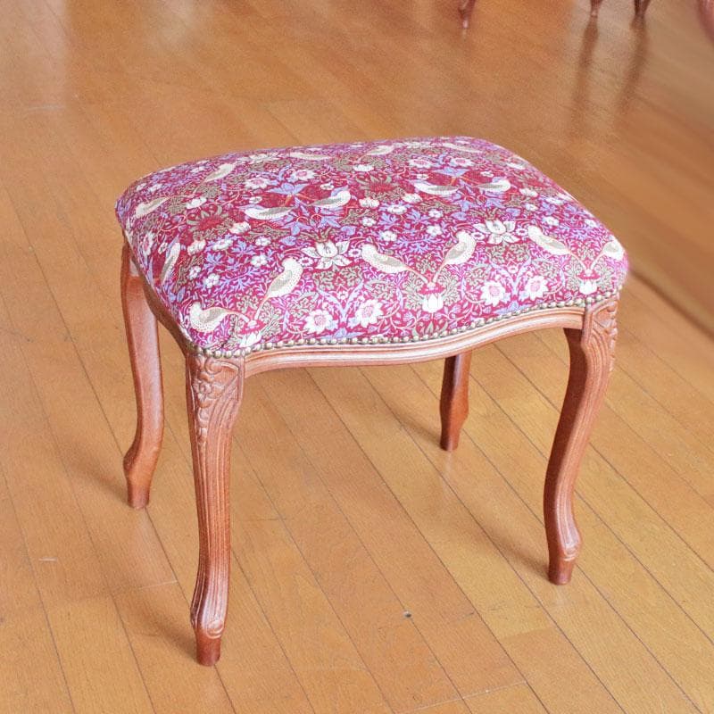 クラシックファブリック スツール いちご泥棒 赤 猫脚 足置き 602-1111