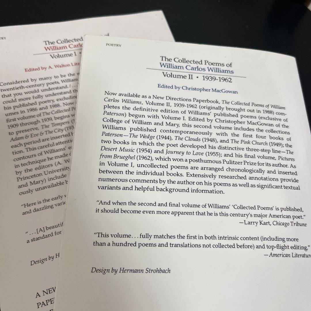 ウィリアムズ詩集　　William Carlos Williams詩集