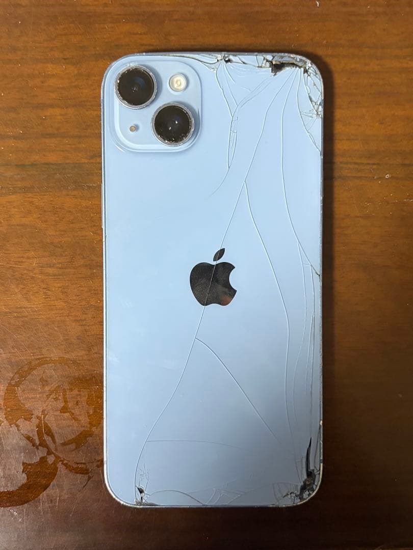 Apple iPhone 14 plus 256GB 水色 画面・背面ひびあり