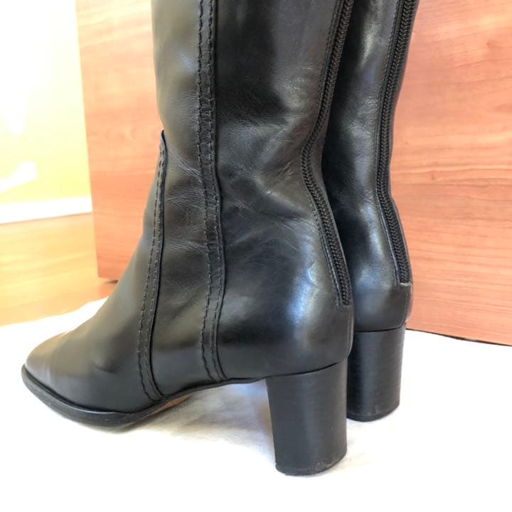 バリー　ロングブーツ 黒革　36