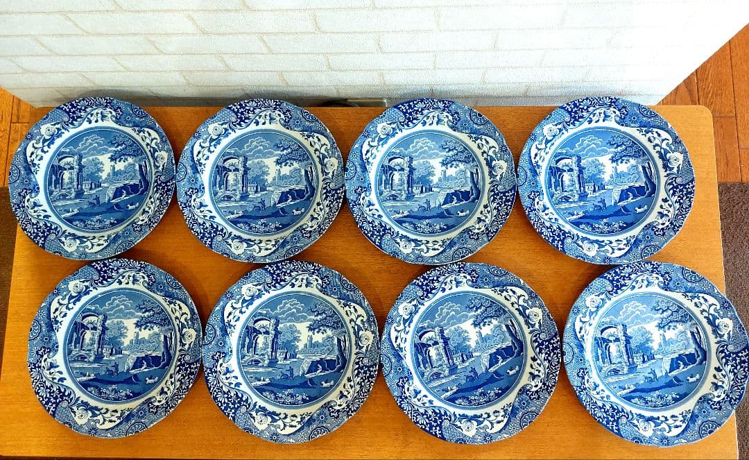 英国製 Spode 26.5㎝ 大皿8枚 スポード ブルーイタリアン 正規品