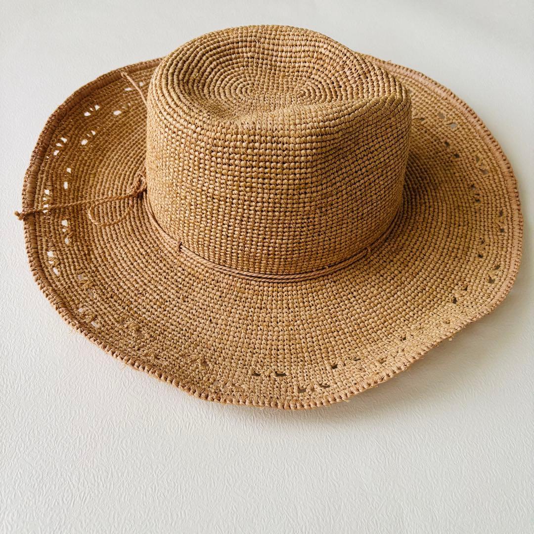 ヘレンカミンスキー 麦わら帽子 ラフィアハット つば広 ベージュ 夏 紫外線対策