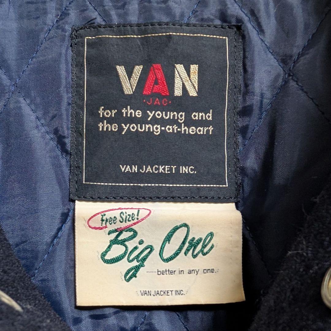 VAN JAC スタジャン ウール 袖レザー 本革 裏地キルティング