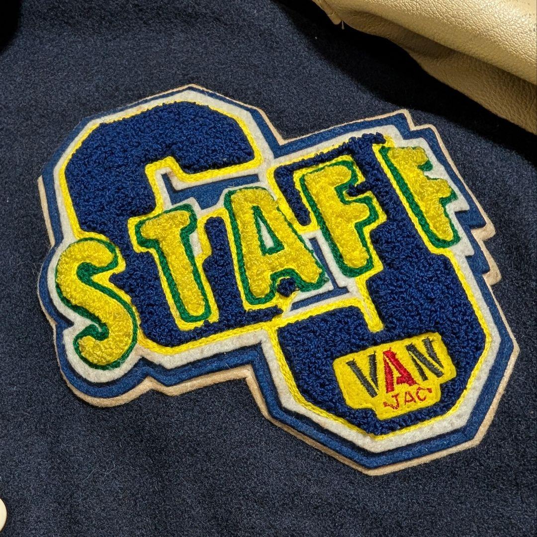 VAN JAC スタジャン ウール 袖レザー 本革 裏地キルティング