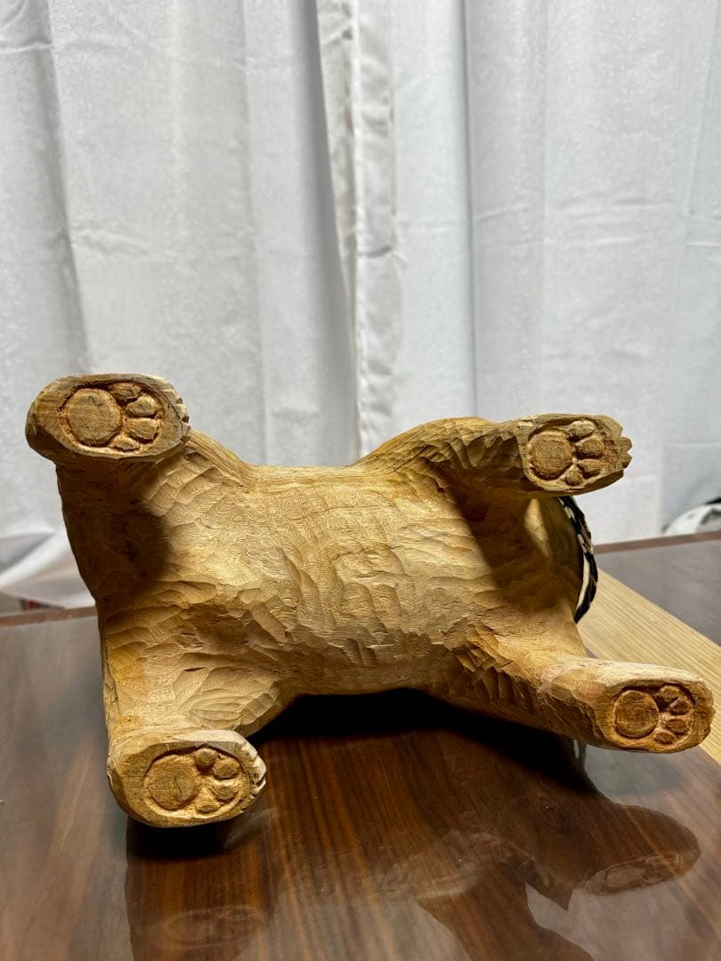 ハンドメイド 木彫り 手彫り 柴犬 一点物 置物 インテリア オブジェ