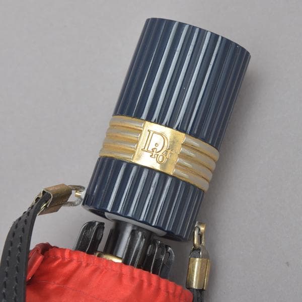 美品◇クリスチャン・ディオール トロッター 折りたたみ傘 カバー付き ネイビー