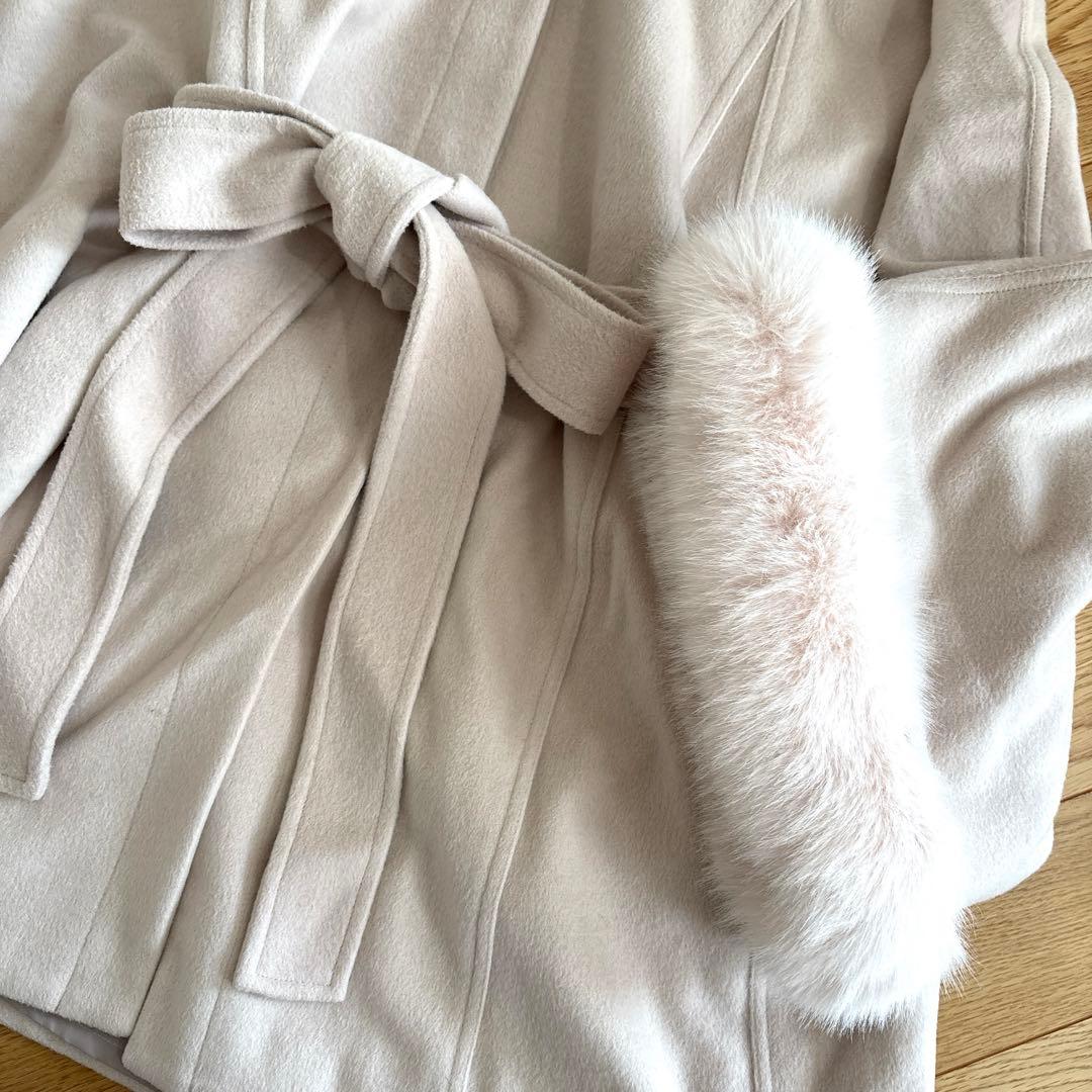 rienda ウールMIXフードポンチョコート　ライトベージュ　M