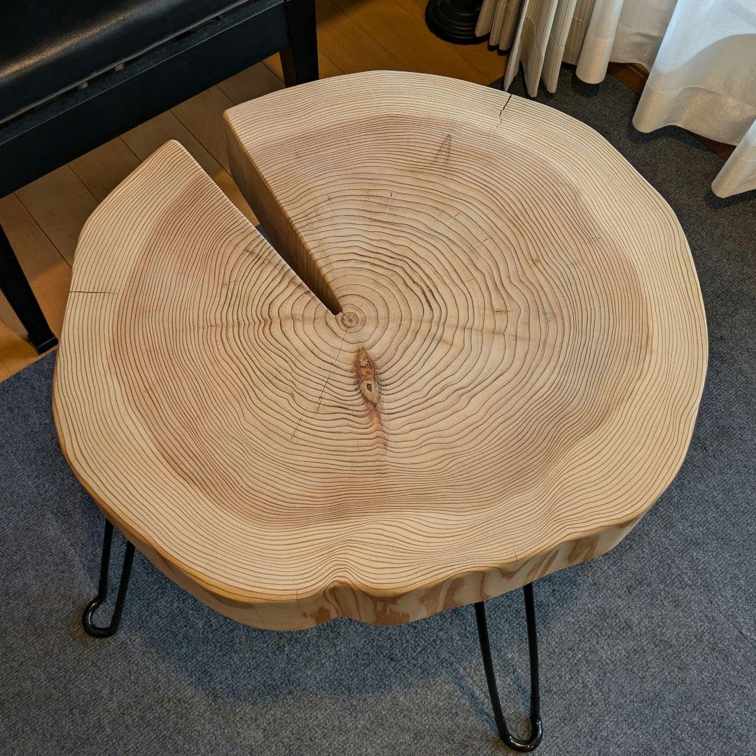 杉　アイアン脚　テーブル　切り株　 輪切り　高さ約52㎝