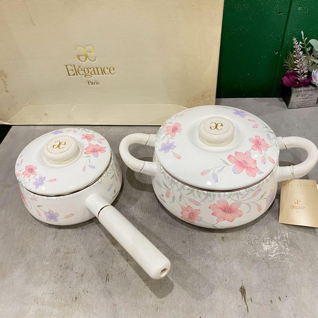 希少 未使用 富士ホーロー鍋 セット 昭和レトロ Elegance エレガンス