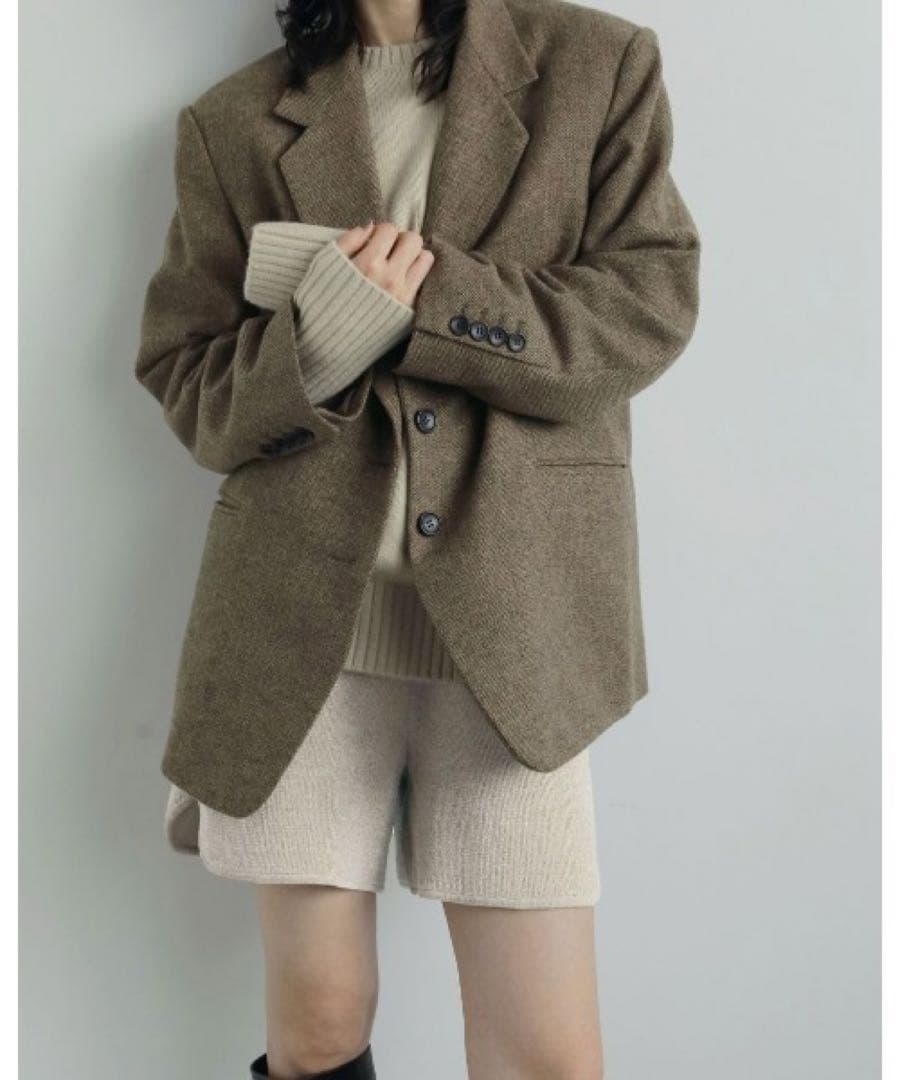 anuke Herringbone Wool Jacket ベージュ