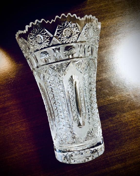 ボヘミアングラス 花瓶 クリスタル 花器