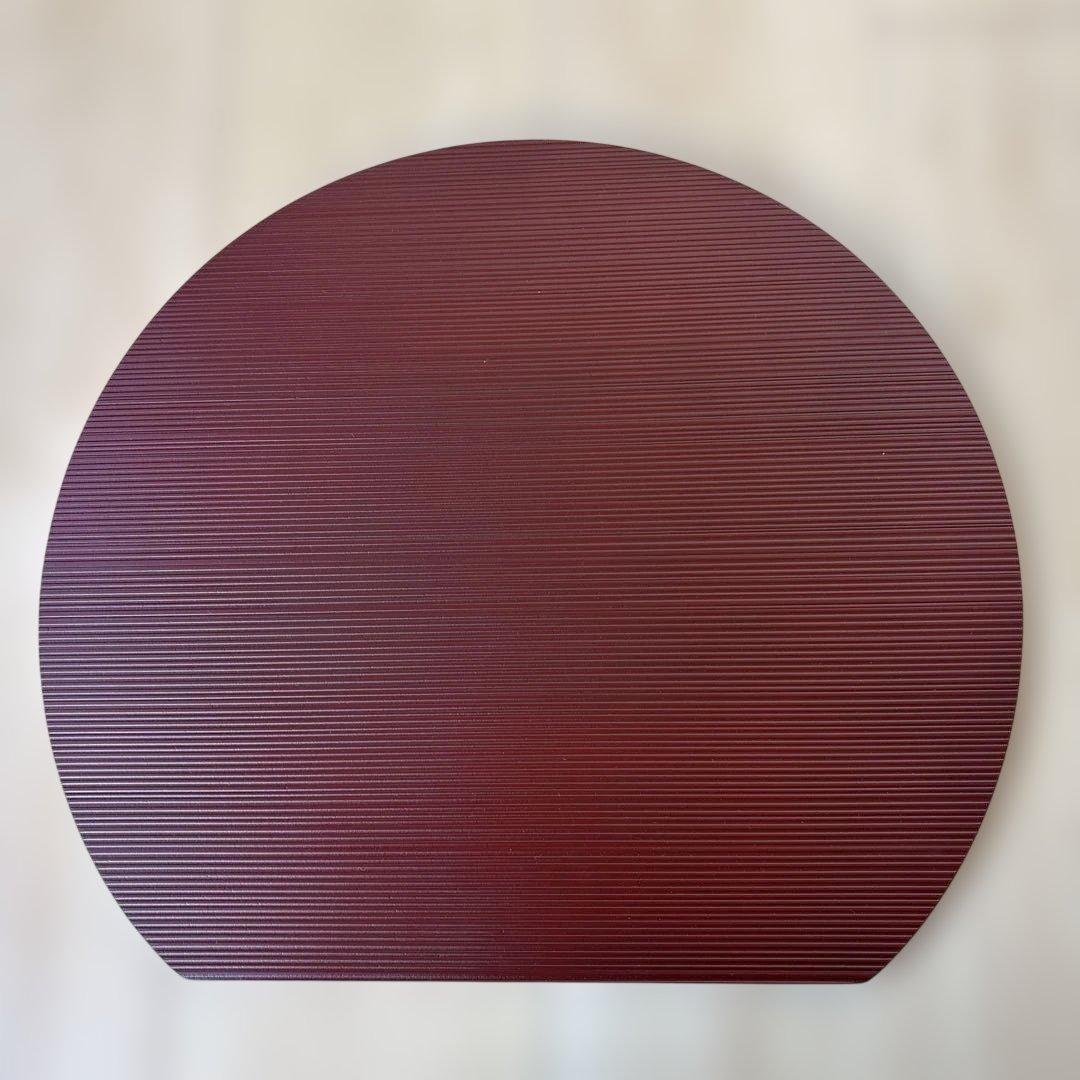 漆ヘギ木両面半月　黒赤ラウンド膳4枚セット