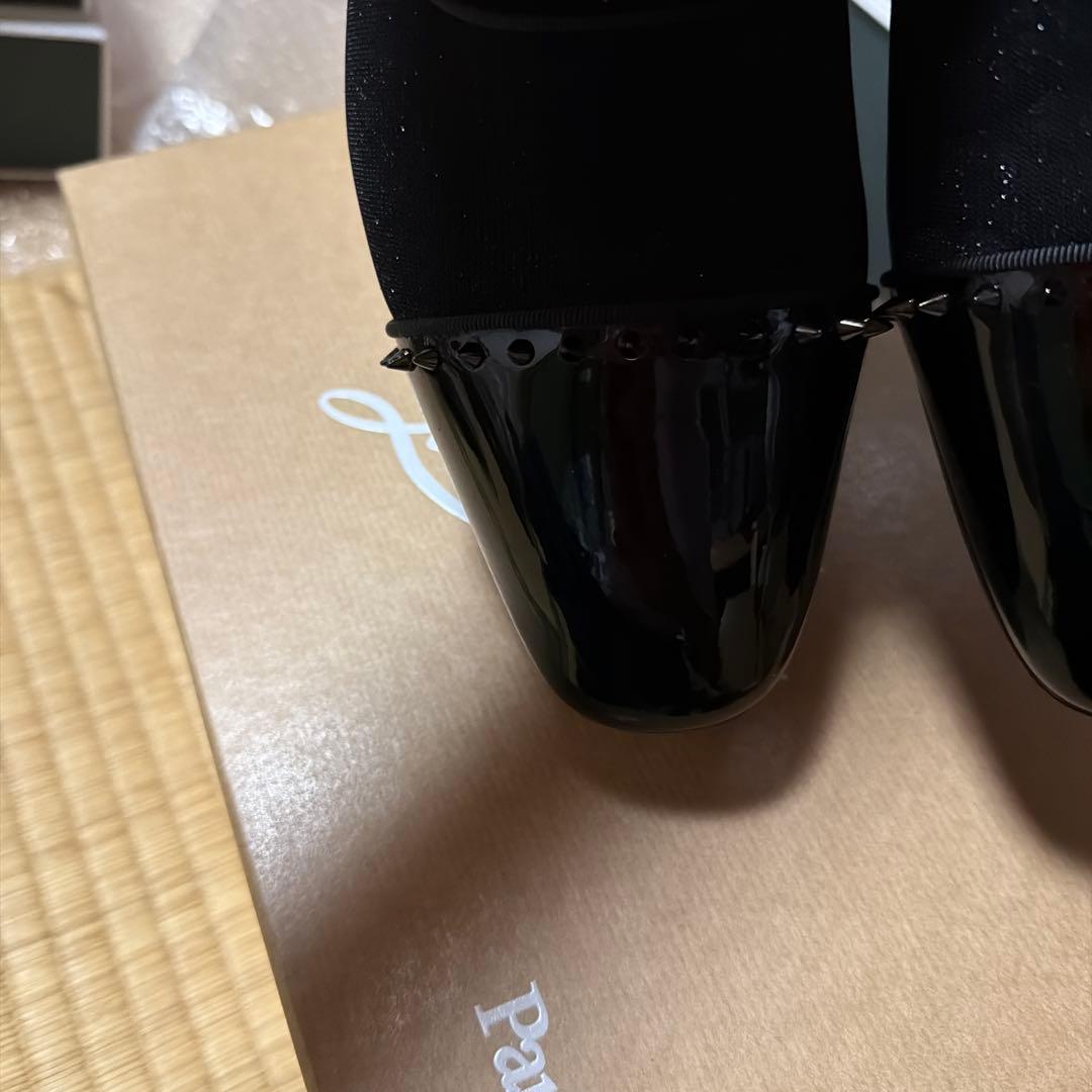 クリスチャンルブタン　ドレスシューズ　メンズ41　ブラックエナメルラメ