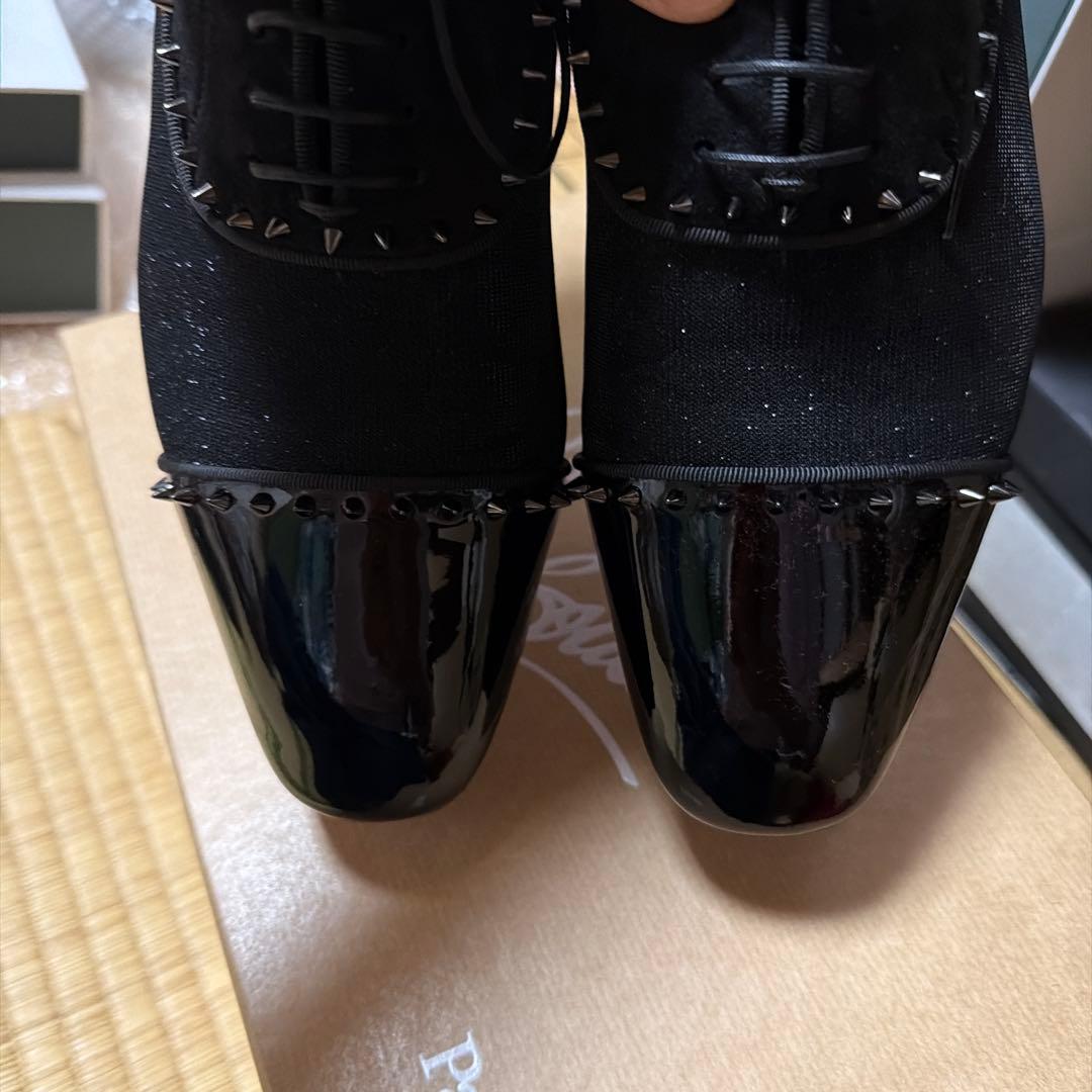 クリスチャンルブタン　ドレスシューズ　メンズ41　ブラックエナメルラメ